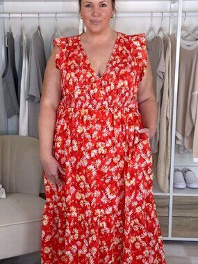 Anthropologie tiered ruffle maxi